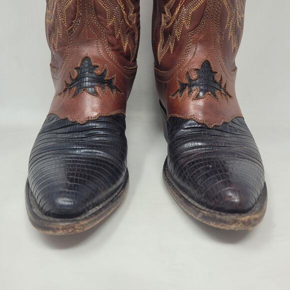 Lucchese 1883 Boots 6.5B Brown Lizard Leather Two Tone Cowboy Western Cowgirl - Picture 8 of 15